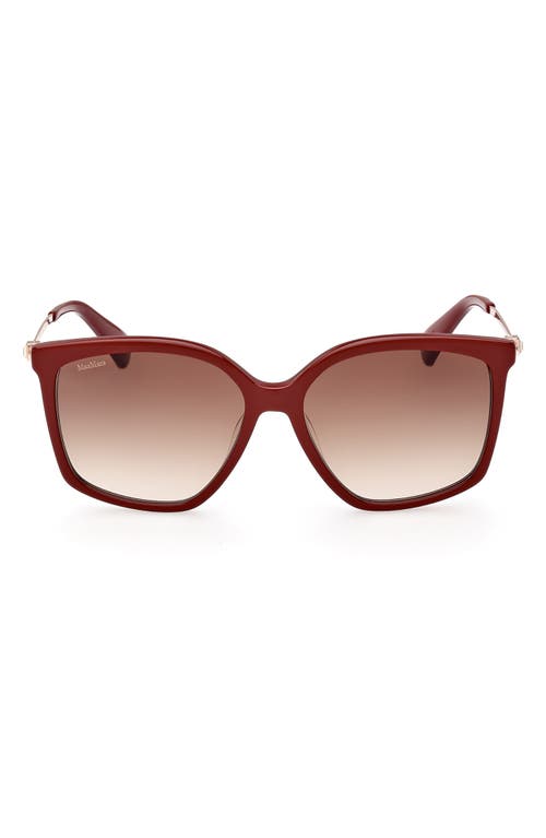 Max Mara 56mm Gradient Geometric Sunglasses in Shiny Red /Gradient Brown