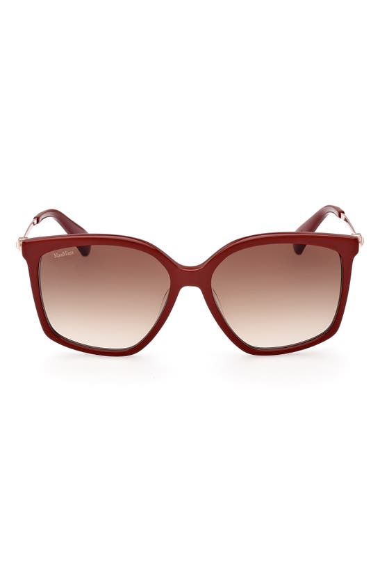 Shop Max Mara 56mm Gradient Geometric Sunglasses In Shiny Red / Gradient Brown