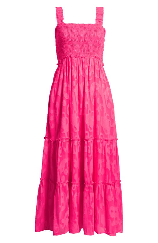 Shop Lilly Pulitzer ® Hadley Smocked Maxi Dress In Roxie Pink Poly Crepe Swirl
