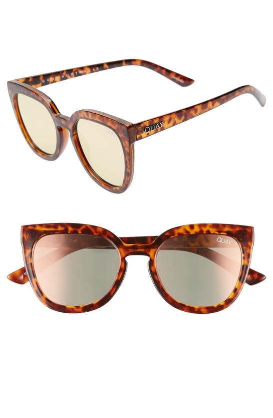 Quay Noosa 55mm Cat Eye Sunglasses In Tort / Rose Mirror