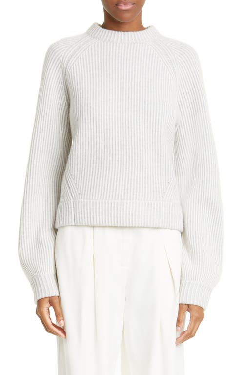CO Rib Cashmere Crewneck Sweater in Ivory/Grey