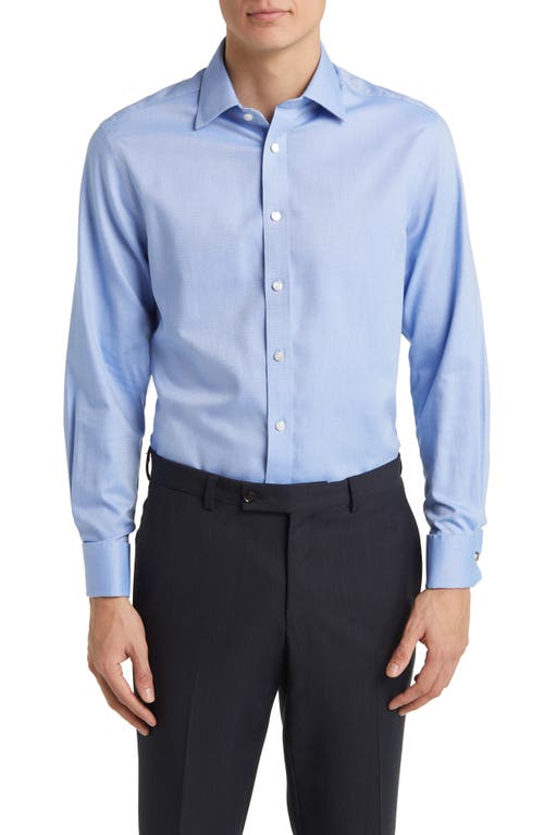Slim Fit Non-Iron Solid Royal Oxford Dress Shirt in Blue