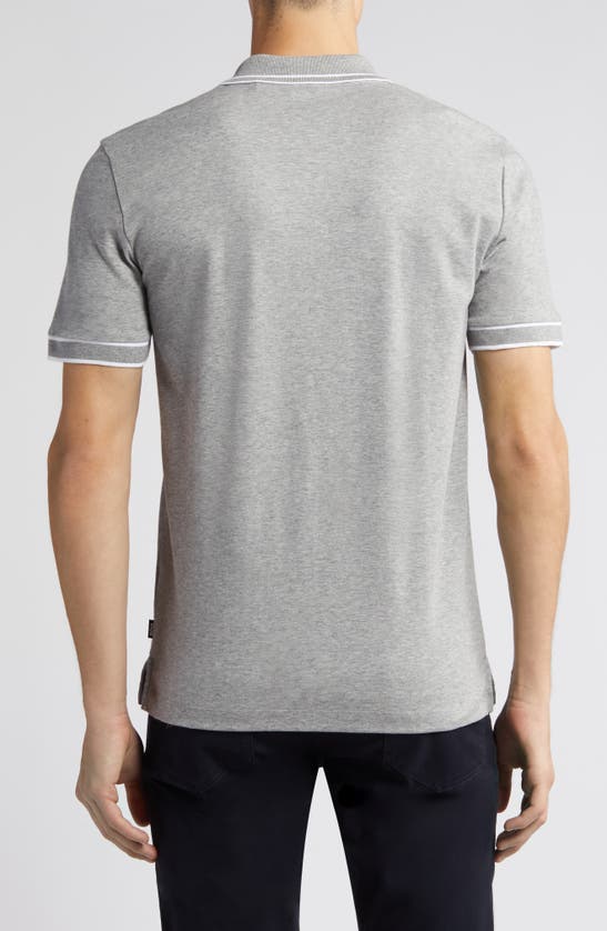 Shop Hugo Boss Boss Parlay Tipped Cotton Polo In Silver