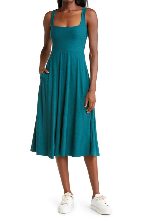 Beyond Yoga Featherweight Square Neck Midi Dress in Chai