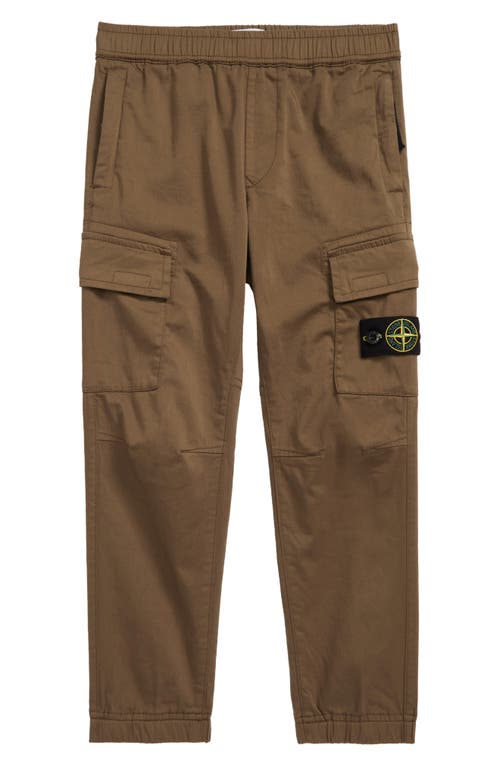 Stone Island Kids' Tapered Cotton Blend Cargo Pants in Military Green