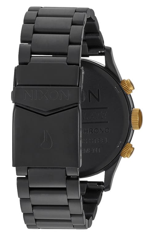 Shop Nixon Sentry Chronograph Bracelet Watch, 42mm In Matte Black/gold