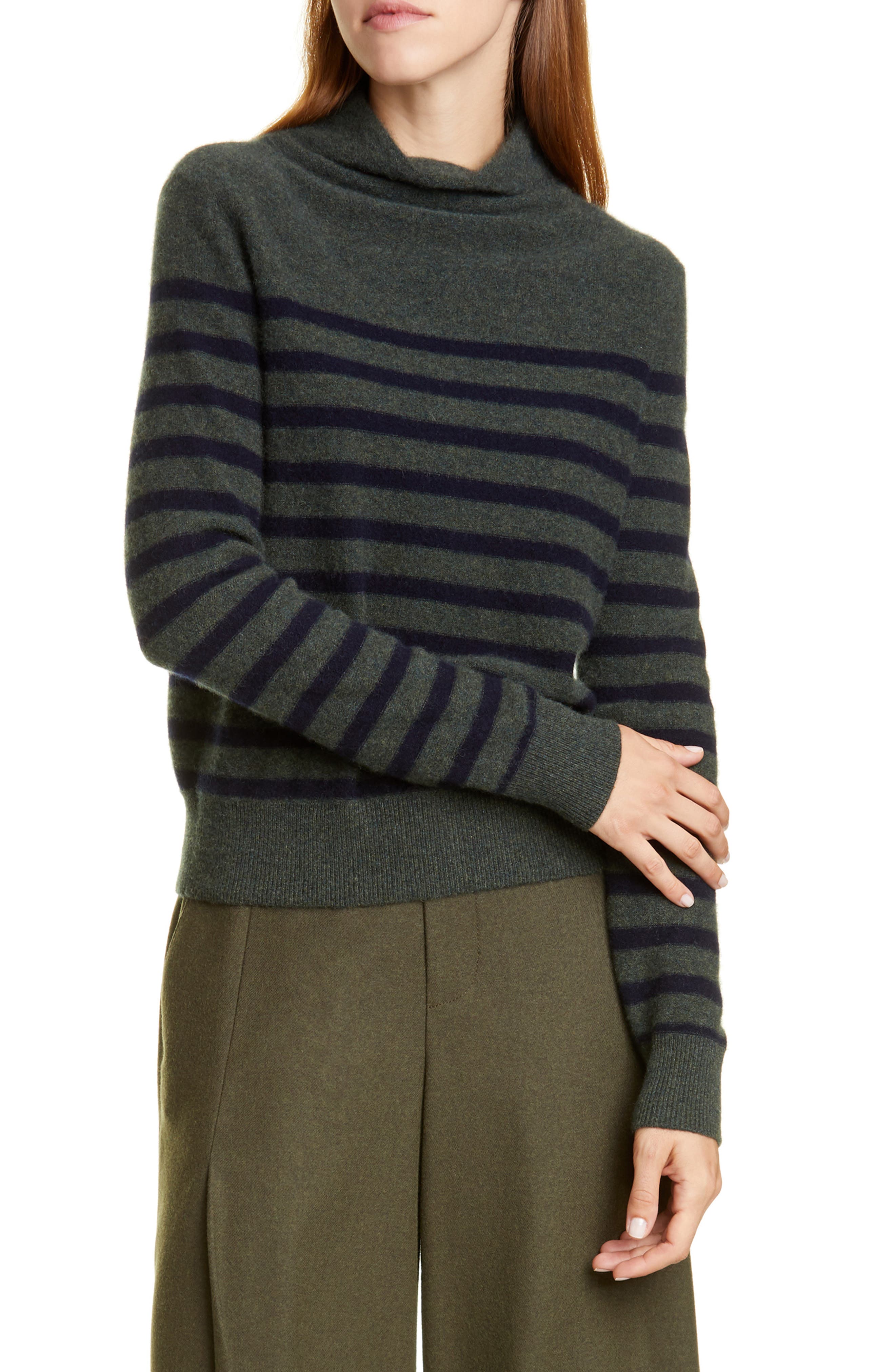 Vince Womens Brenton Stripe Cashmere Sweater