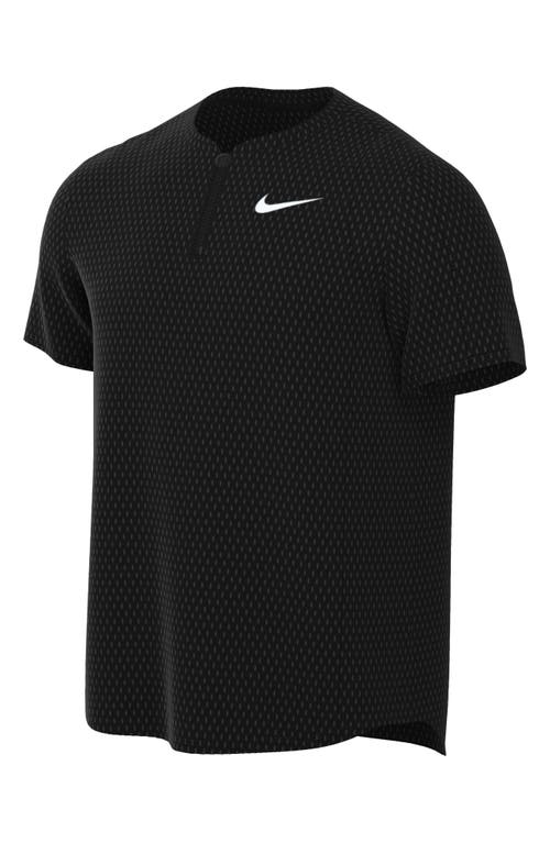 Shop Nike Court Dri-fit Advantage Tennis Half Zip Short Sleeve Top In Black/white