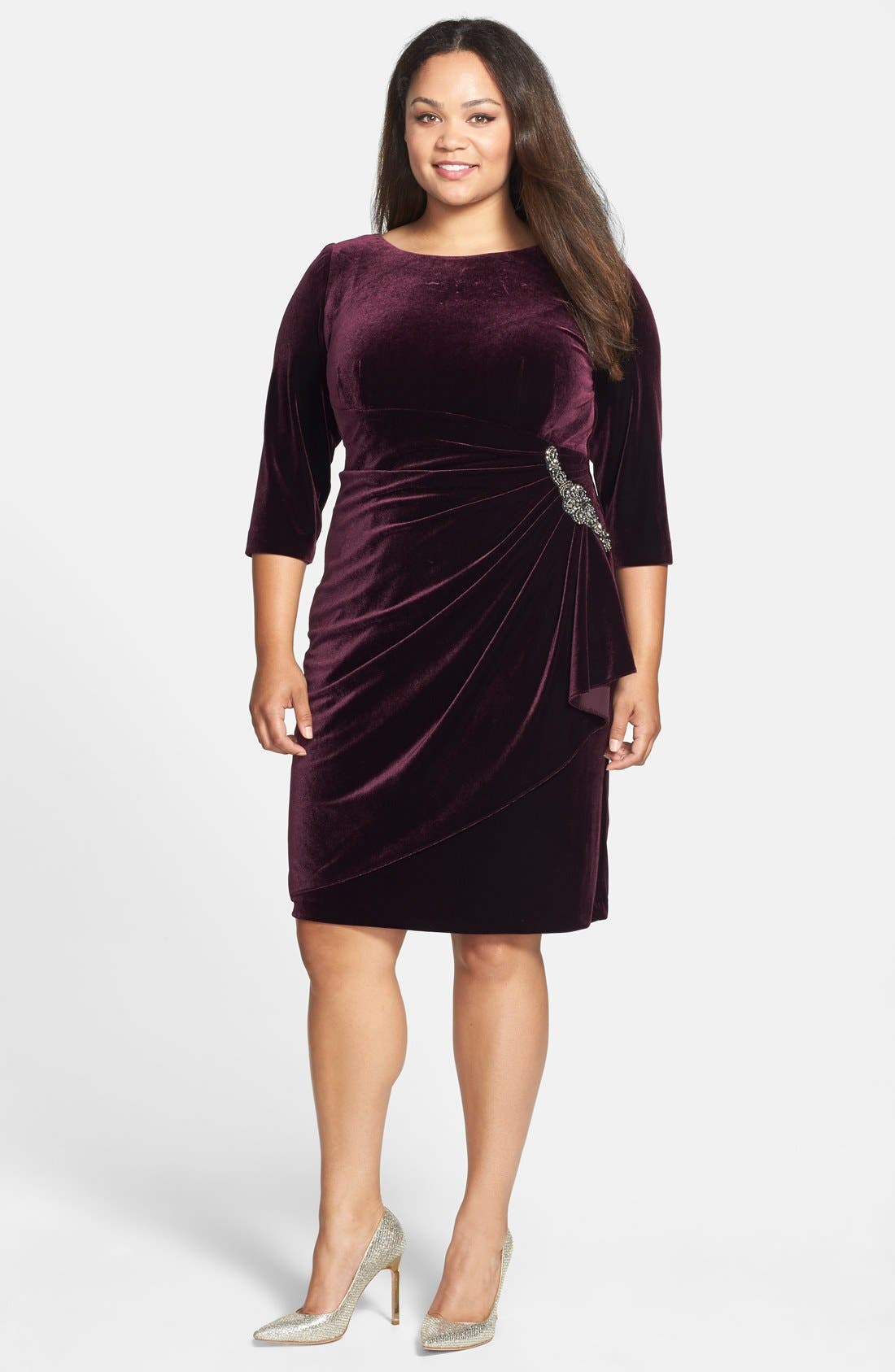 Alex Evenings Embellished Draped Velvet Dress (Plus Size) Nordstrom