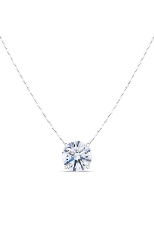 Round Brilliant Lab Created Diamond Pendant Necklace in 18K White Gold