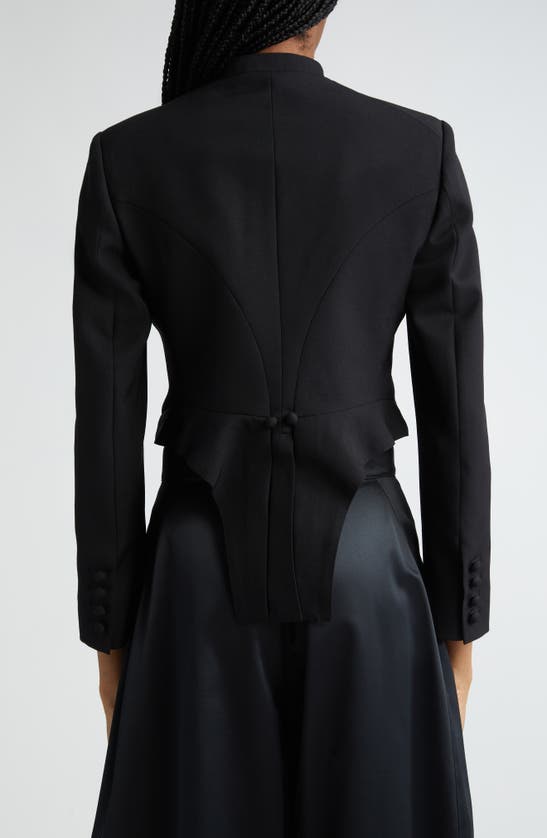 Shop Stella Mccartney Microtails Crop Wool Jacket In 1000 - Black