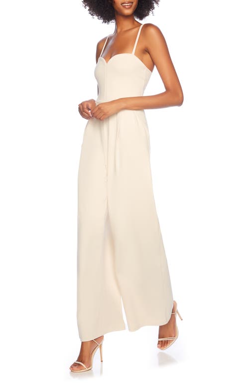 Shop Susana Monaco Sweetheart Neck Wide Leg Jumpsuit In Blanched Almond