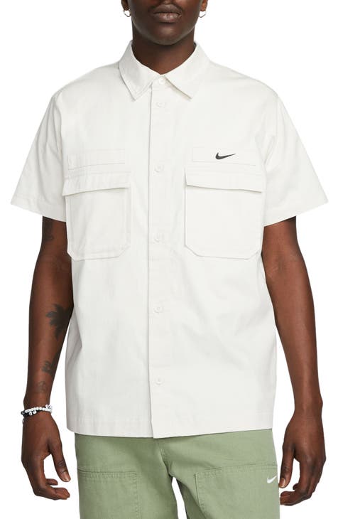 Woven Military Short-Sleeve Button-Down Shirt