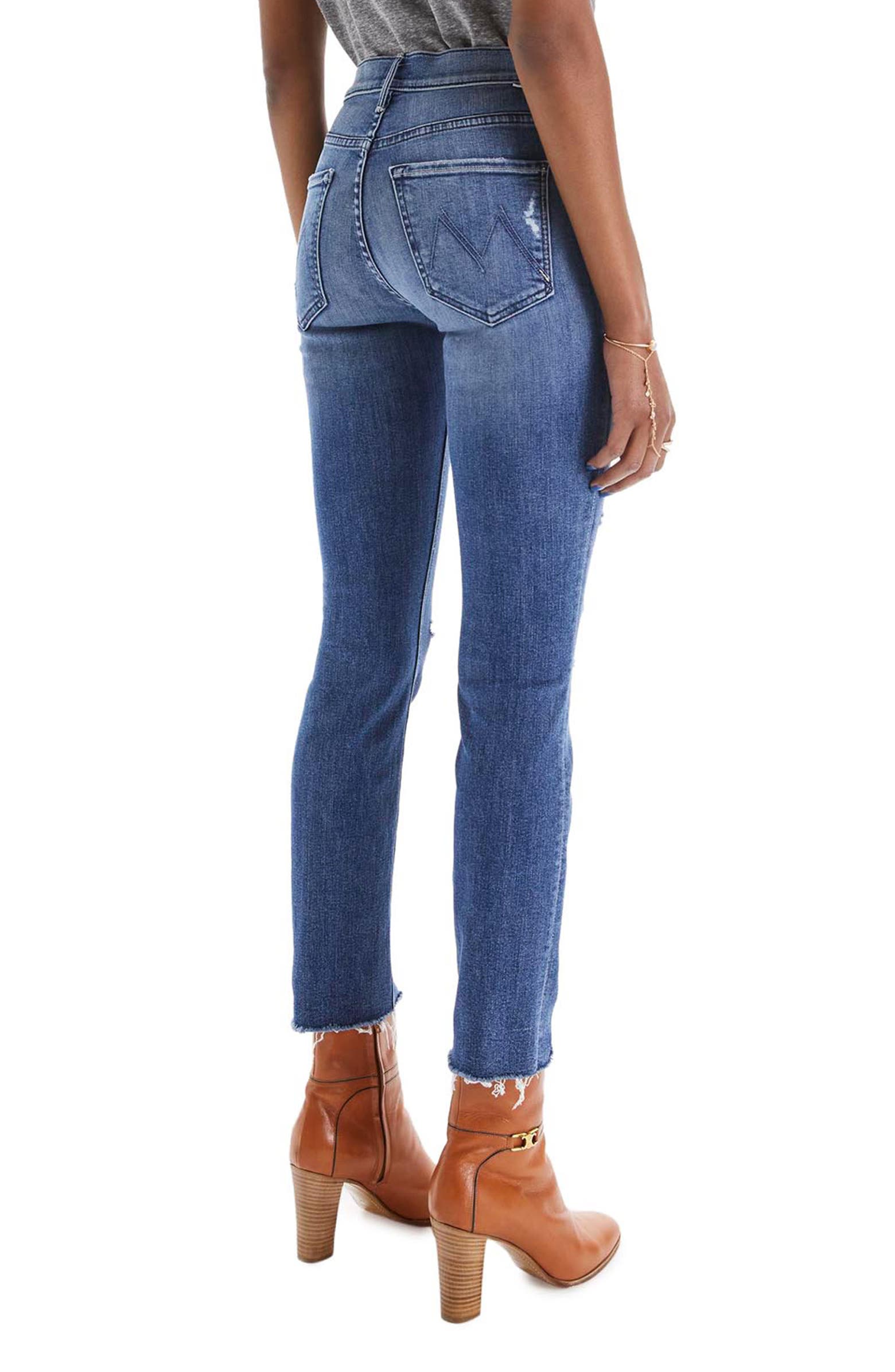 MOTHER The Dazzler Crop Fray Hem Skinny Jeans | Nordstrom