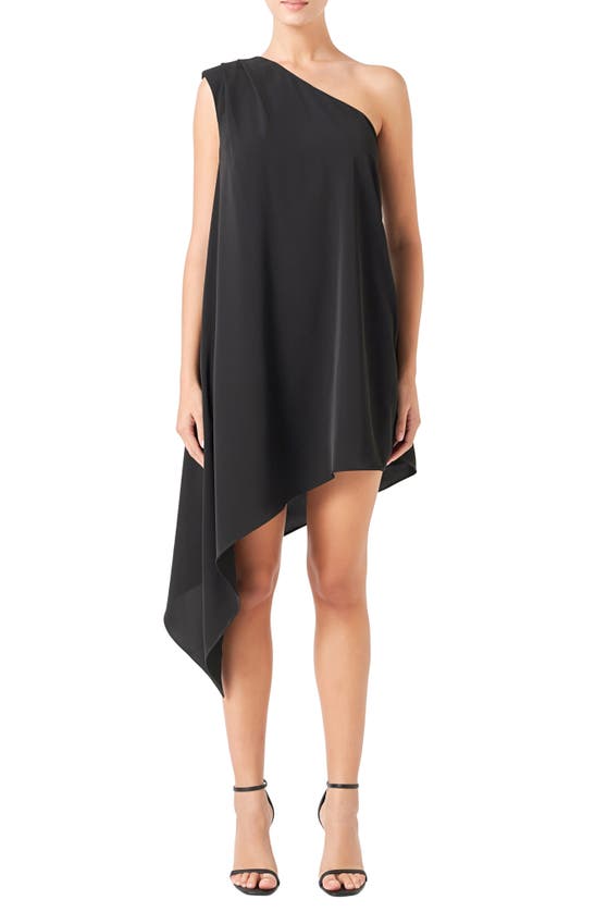 Shop Endless Rose One-shoulder Asymmetric Dress In Black