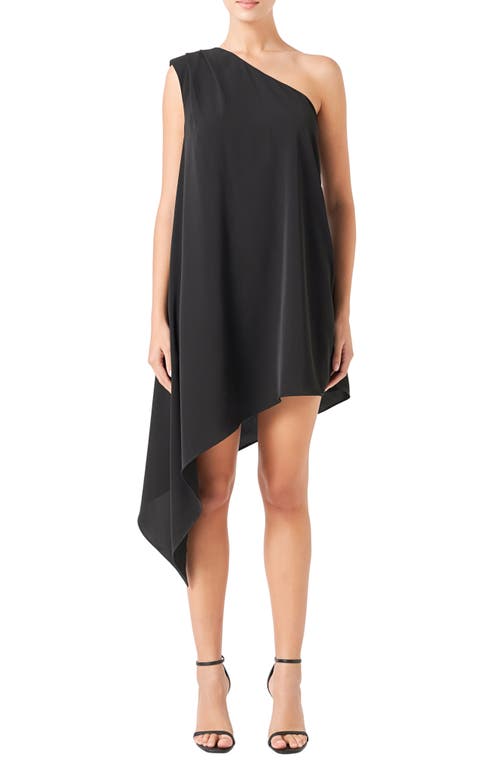 One-Shoulder Asymmetric Dress in Black
