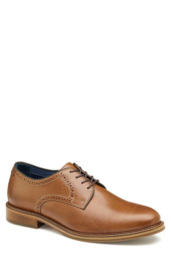 Johnston & Murphy Raleigh Xc Flex Plain Toe Derby In Tan Full Grain