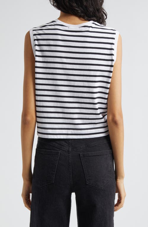 Shop Atm Anthony Thomas Melillo Classic Jersey Stripe Crop Cotton Tank Top In White/black