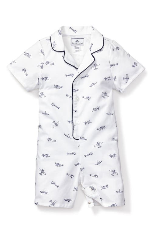 Petite Plume Par Avion One-Piece Short Pajamas White at Nordstrom,