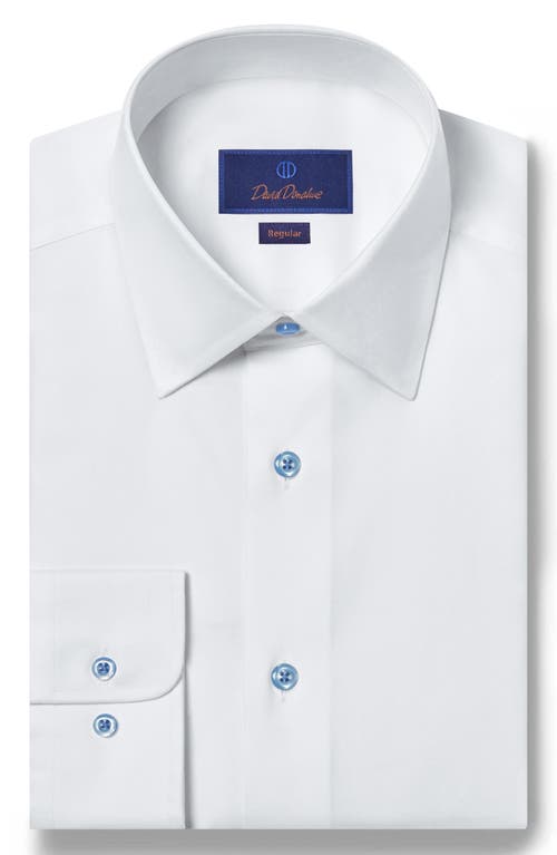 David Donahue Slim Fit Cotton Dress Shirt in White 