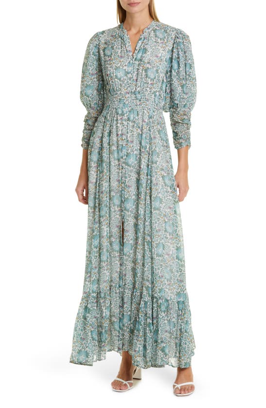 Bytimo Floral Print Georgette Maxi Dress In Blue Birds | ModeSens