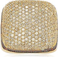 SUZY LEVIAN 14K Yellow Gold Plated Sterling Silver Pavé CZ Square Ring