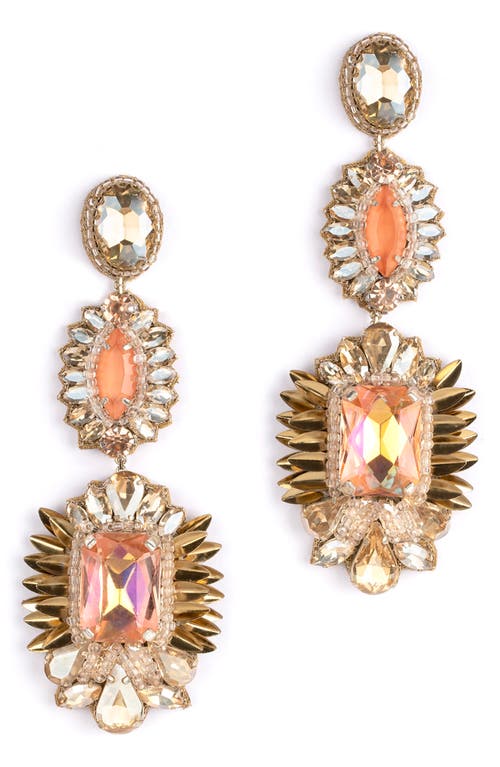 Deepa Gurnani Klara Beaded Crystal Drop Earrings in Peach at Nordstrom