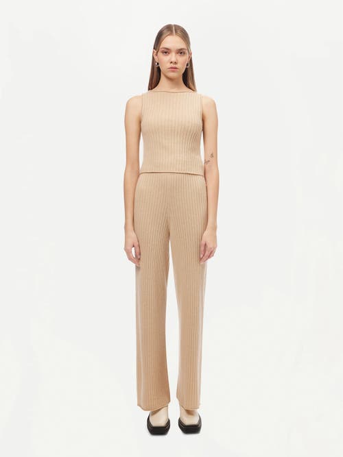 Gobi Mongolian Cashmere Organic Color Cashmere Crop Top In Beige