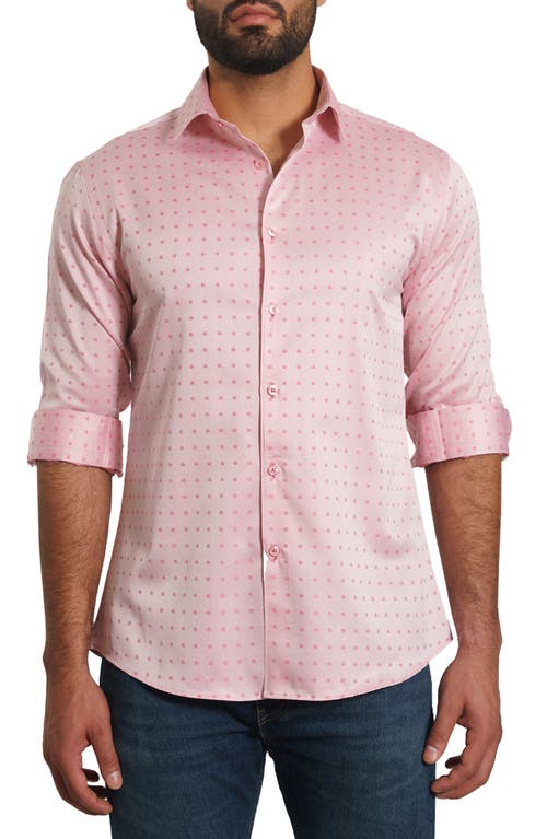 Jared Lang Trim Fit Dot Button-up Shirt In Salmon