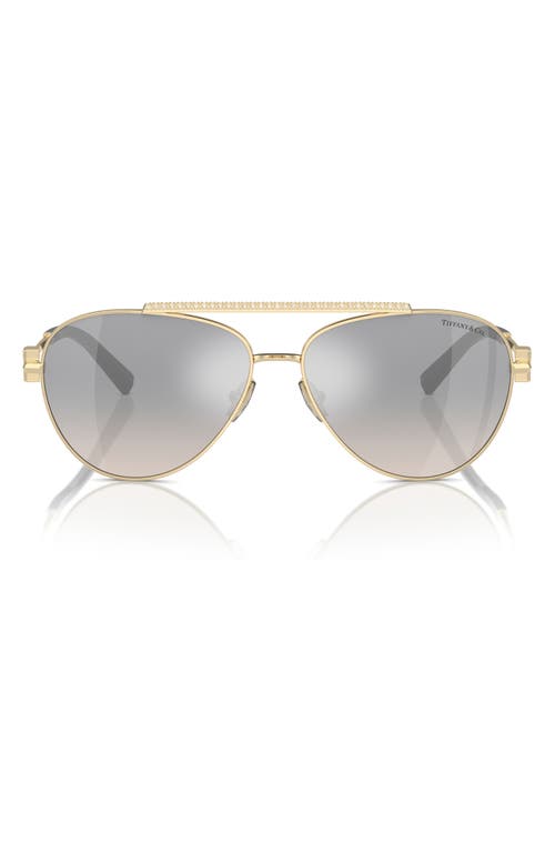 Tiffany & Co . 59mm Pilot Sunglasses In Pale Gold