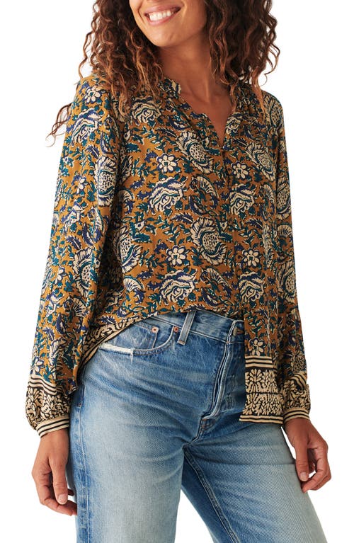 Faherty Naomi Floral Button-Up Blouse in Fairfield Border Print