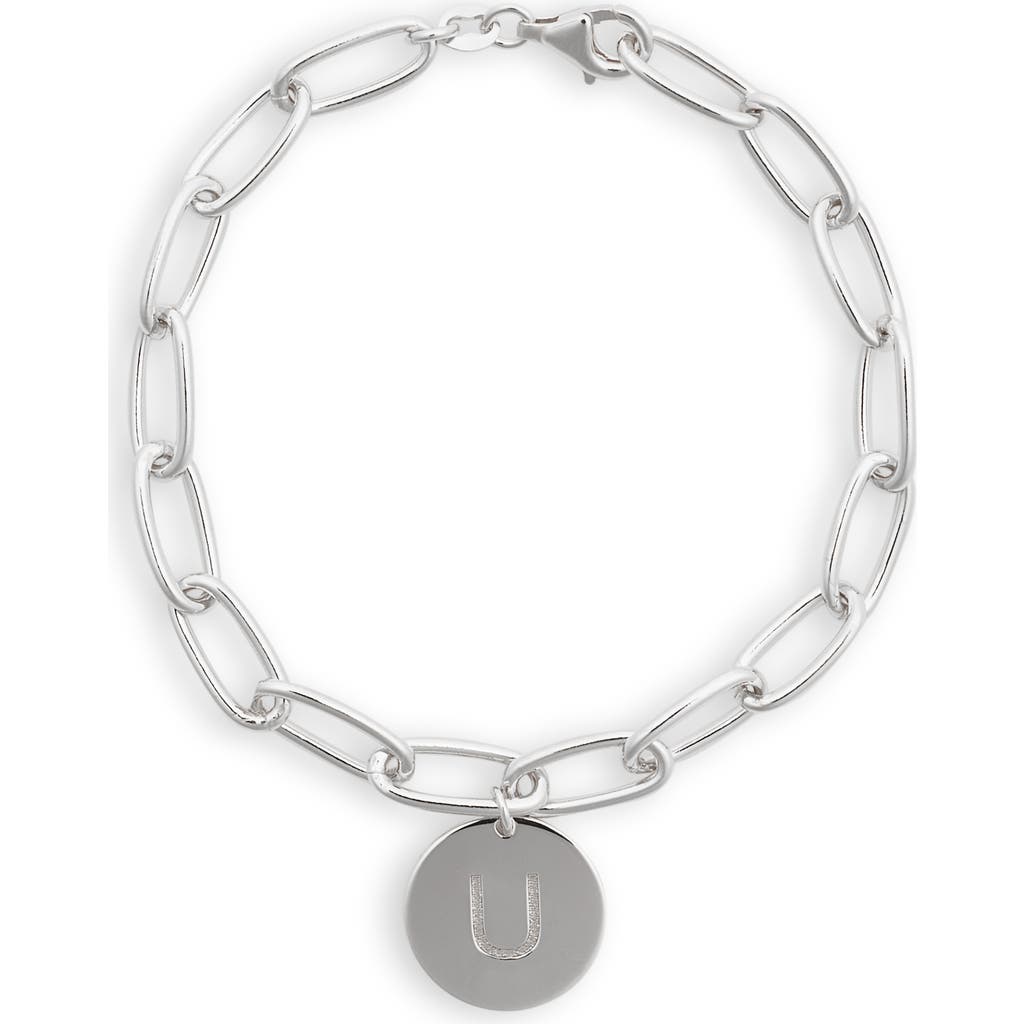 Meshmerise Initial Disc Charm Bracelet In White-u