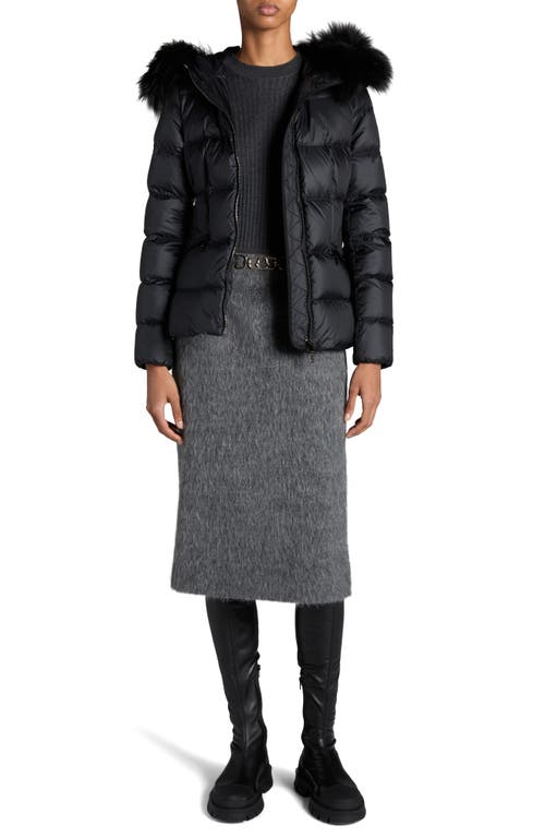 Moncler Boed Down Puffer Jacket With Genuine Shearling Trim In Black