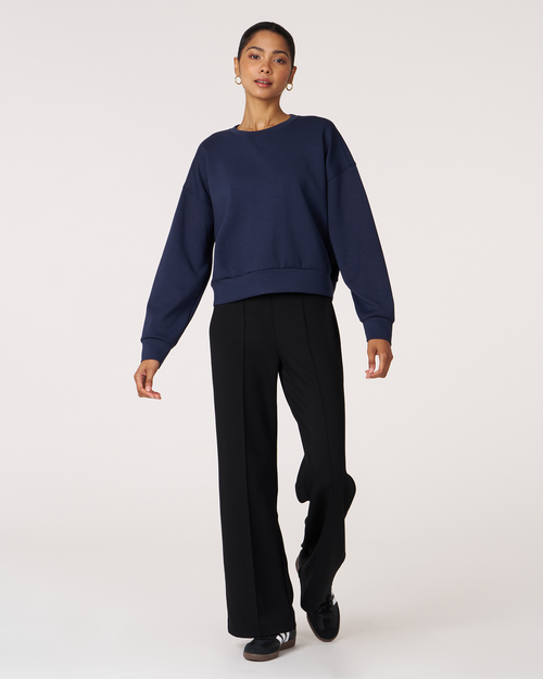 Shop Rebody Active Essential Scuba Crewneck Sweatshirt In Cool Navy