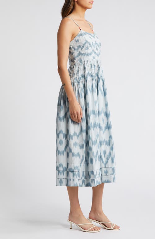 Shop Saylor Adalene Cotton Ikat Sundress In Indigo