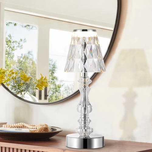 JONATHAN Y JONATHAN Y LILLIAN BOHEMIAN CLASSIC ACRYLIC RECHARGEABLE INTEGRATED PORTABLE LED TABLE LAMP 