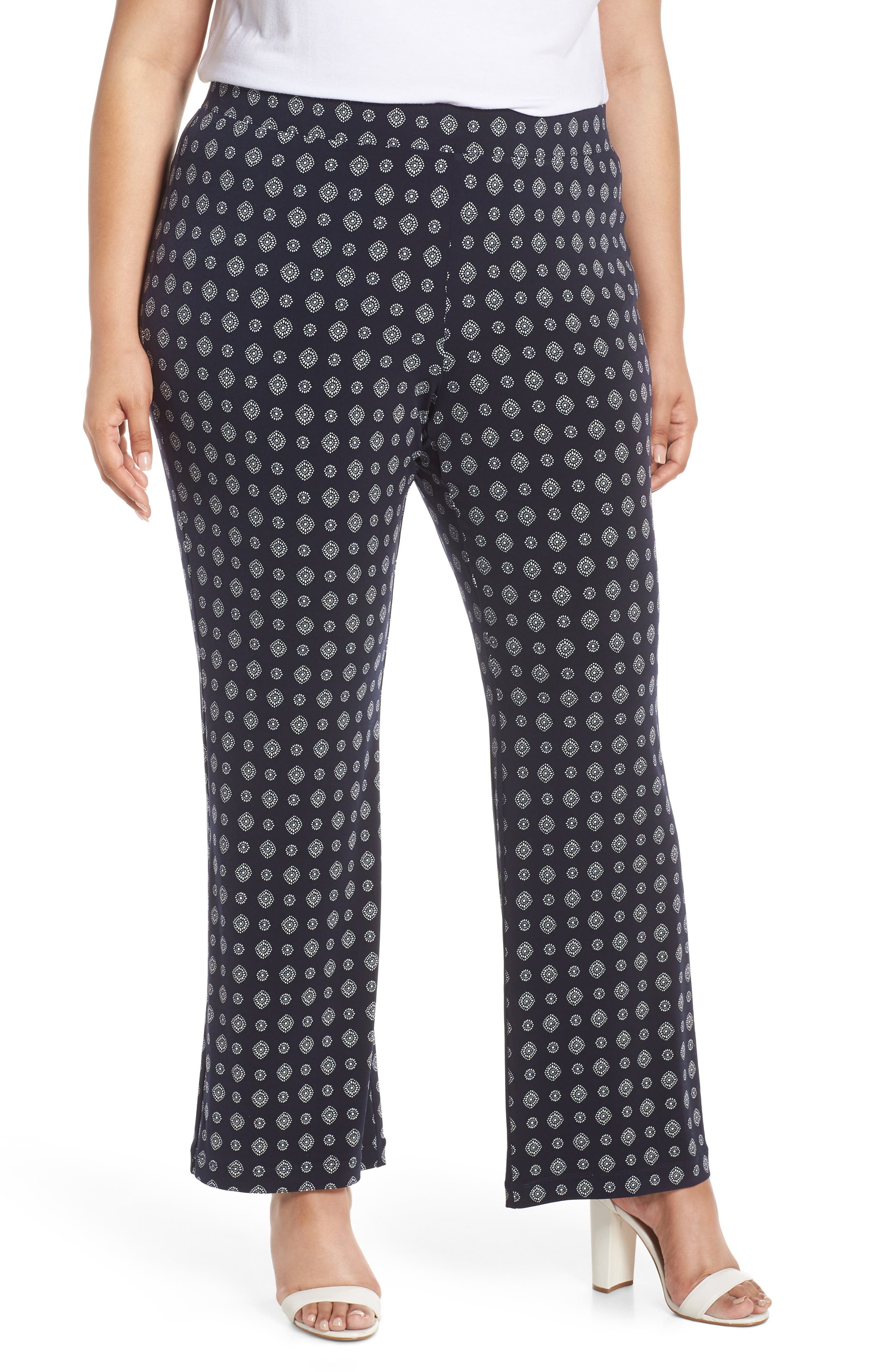 Plus Size Vince Camuto Textured Foulard Flare Pants, Blue
