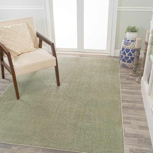 Shop Jonathan Y Twyla Classic Solid Low-pile Machine-washable Area Rug In Sage Green