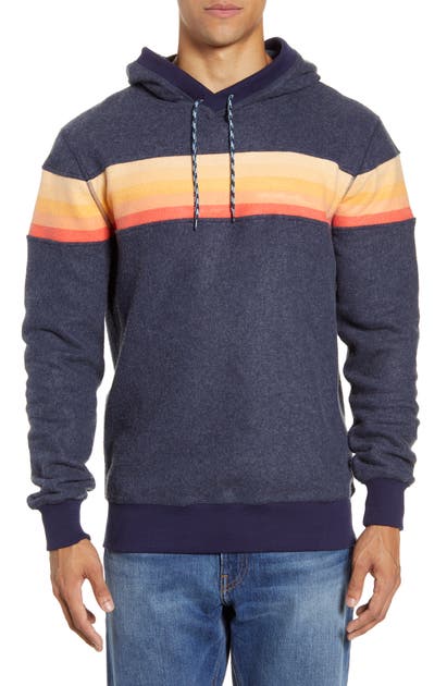 Faherty Gradient Stripe Hoodie Pullover In Navy Sunset Stripe | ModeSens