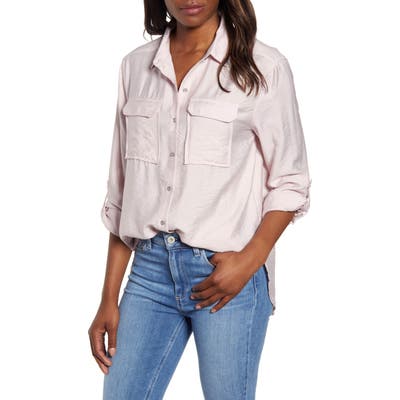 Vince Camuto Hammered Satin Utility Shirt, Pink