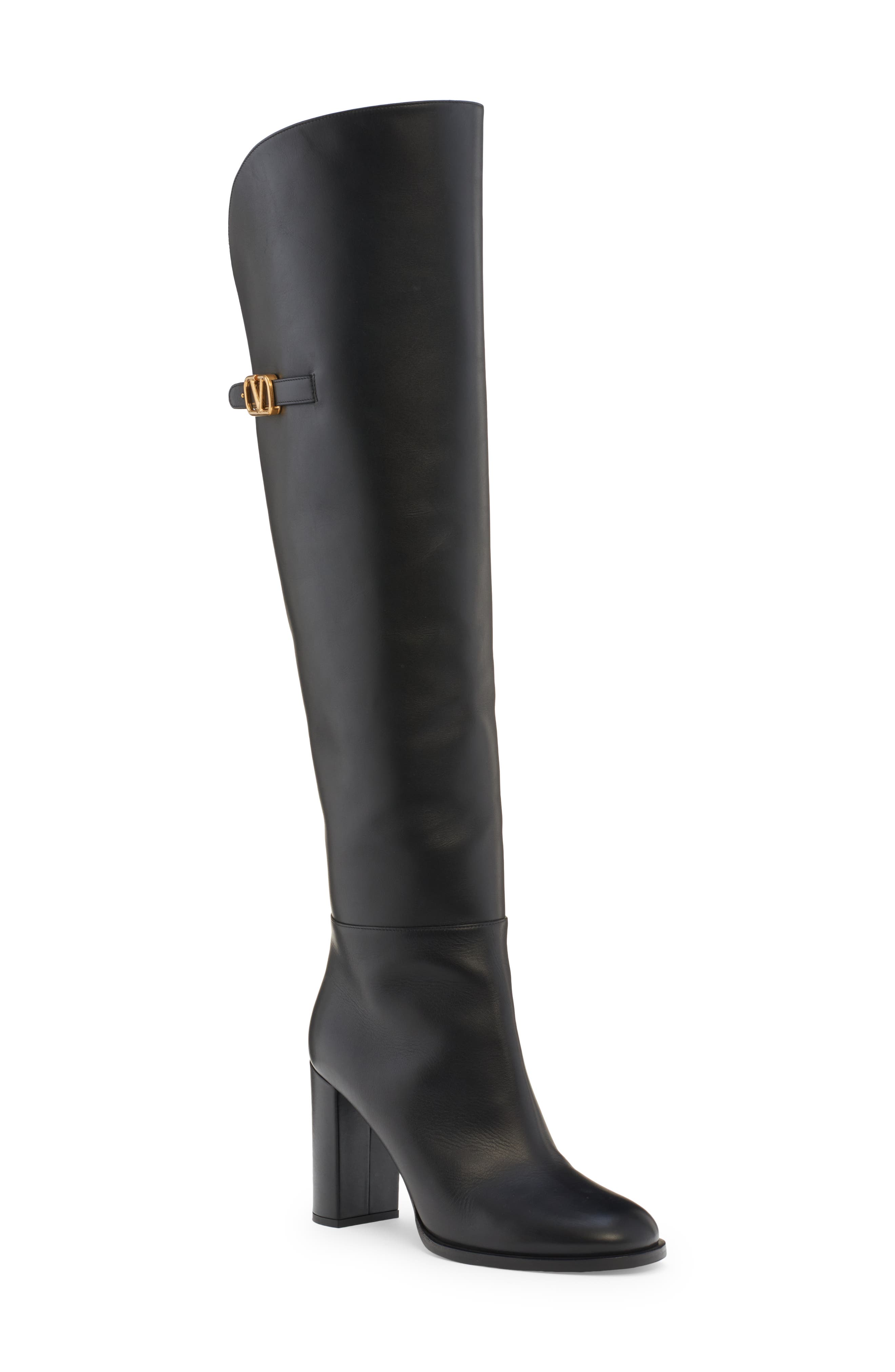 VLogo Signature leather knee-high boots