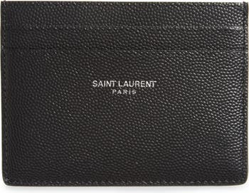 Card Holder With Note Compartment In Black Pebble Grain