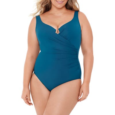 Plus Size Miraclesuit Escape One-Piece Swimsuit, Blue