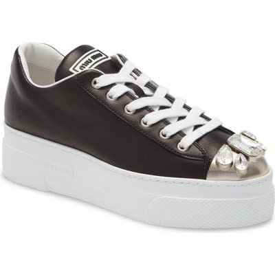 Miu Miu Embellished Metal Toe Platform Sneaker, Black (Nordstrom Exclusive)