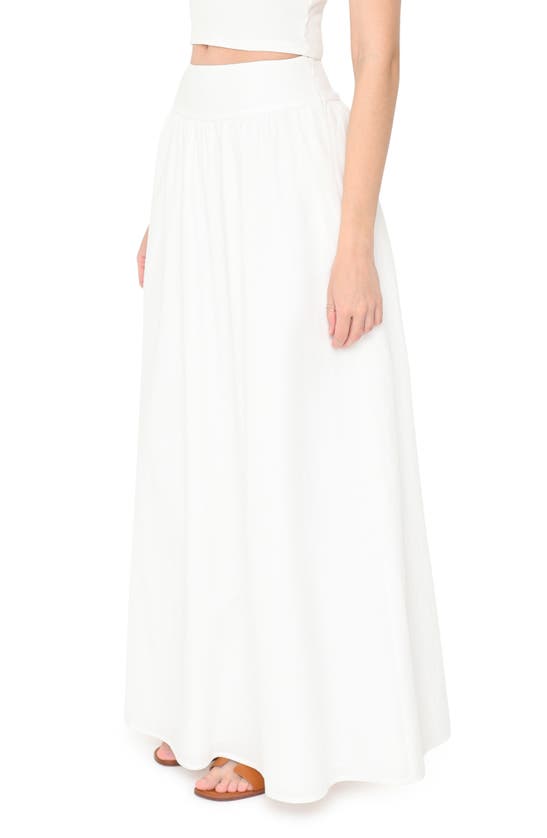 Shop Wayf Nicole Pleated Cotton Maxi Skirt In Ivory