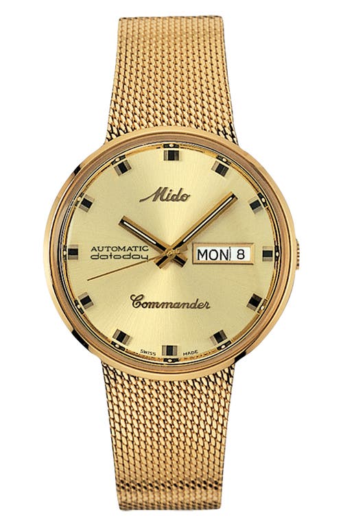 Mido Commander Automatic Mesh Strap Watch, 37mm In Gold/yellow/gold