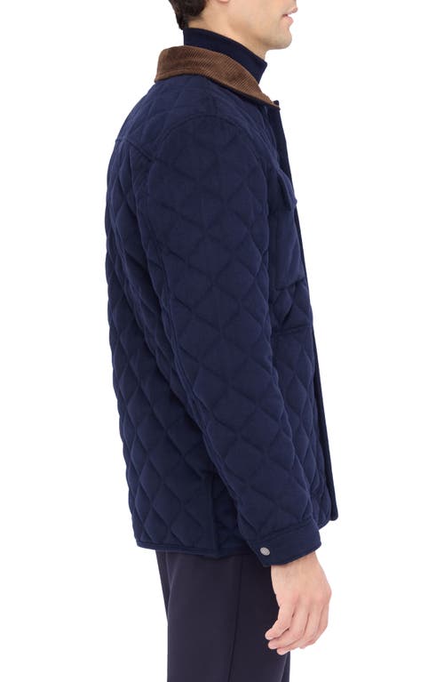 Shop Bugatchi Diamond Quilted Field Jacket In Navy