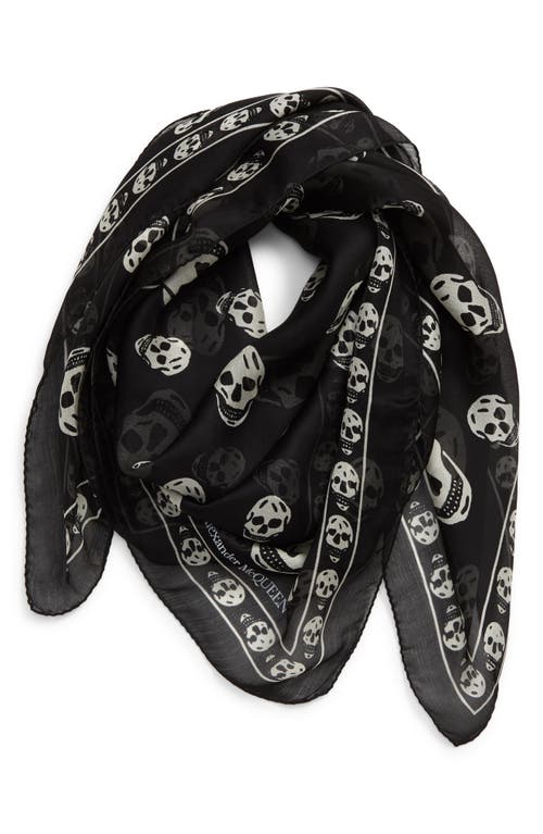 Shop Alexander Mcqueen Skull Silk Scarf In Black/ivory