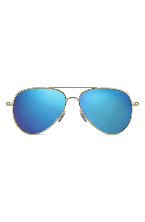 Polaroid Kids' 52mm Polarized Aviator Sunglasses in Gold/Grey Blue Multi