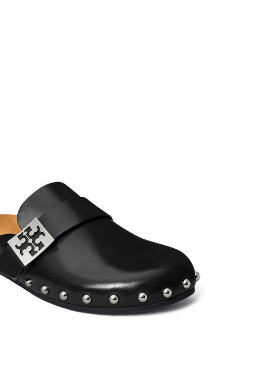 Tory Burch Mellow Leather Buckle Slide Mules In Black